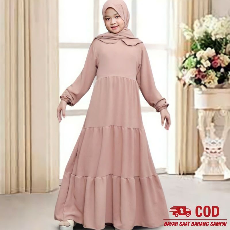 Setelan Set Baju Busana Ngaji Gamis Muslim Muslimah Syar i Anak Remaja Syari Polos Chaca Perempuan W