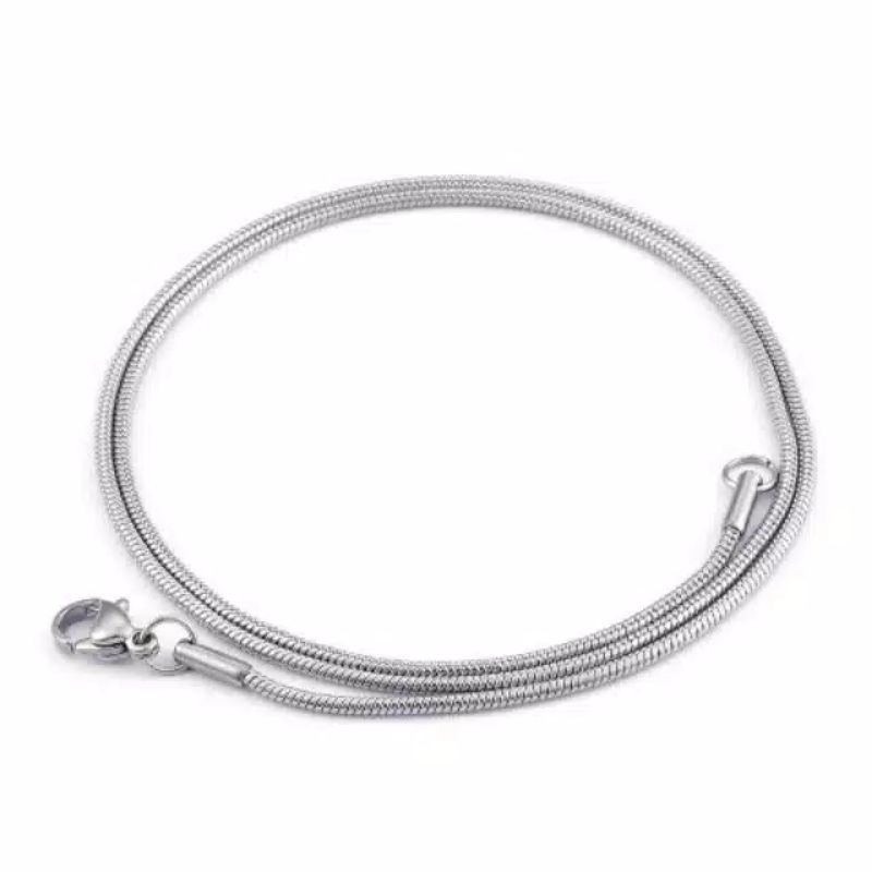 KALUNG ANAK STAINLESS STEEL 316 L BULAT WARNA SILVER KALUNG TITANIUM BAGUS TERMURAH