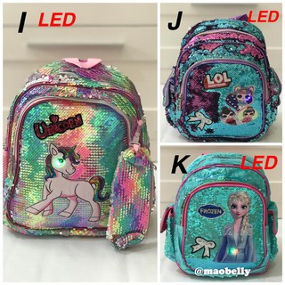 Tas Ransel Besar Anak Sekolah TK SD Sequin Unicorn 