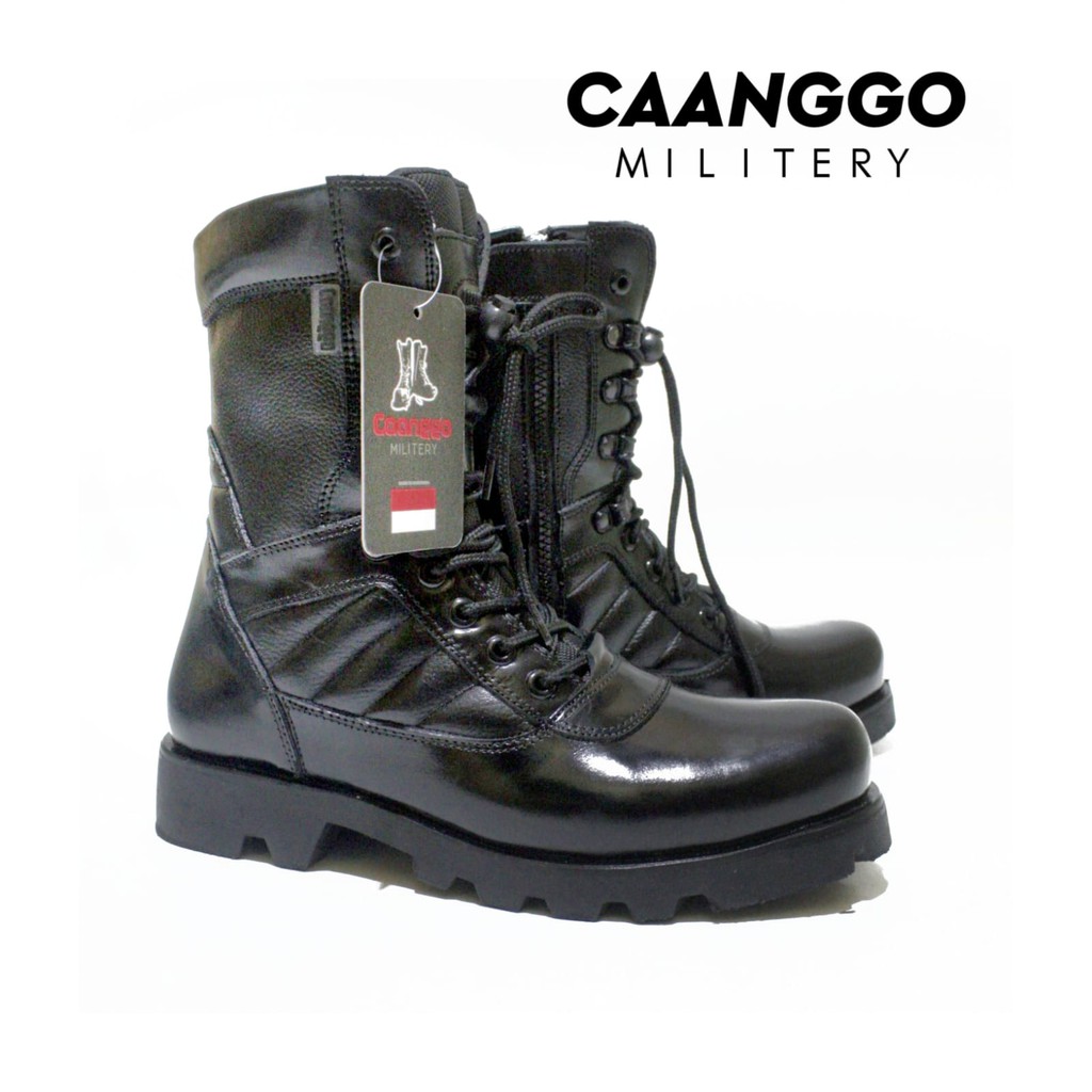 Sepatu PDL TNI Polri jatah terbaru 2021 Raider Hitam Full Kulit Asli