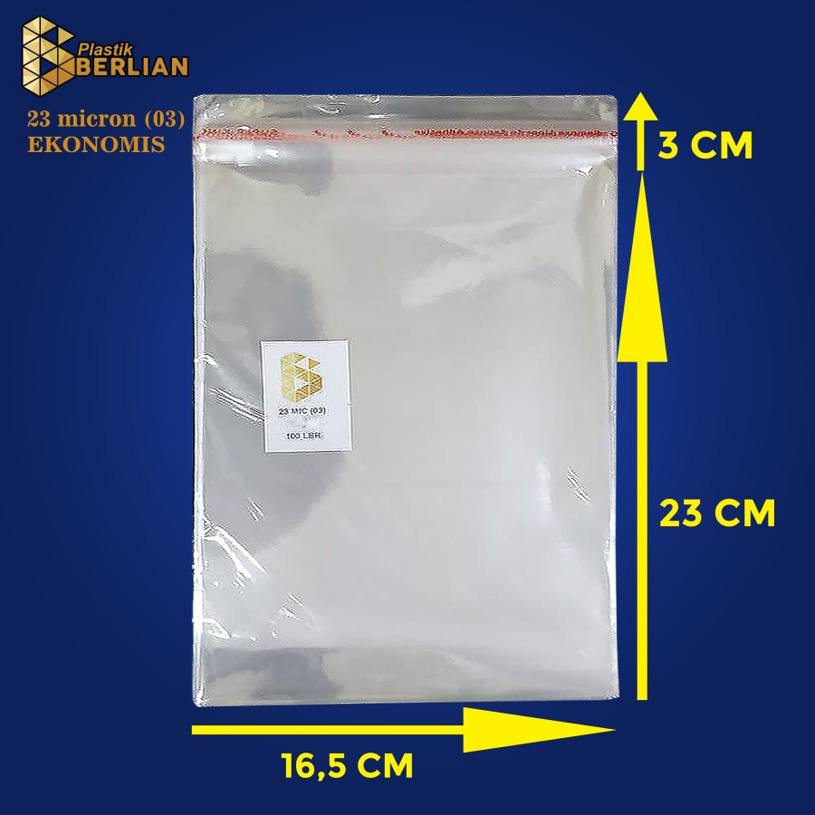 

16,5 x 23 cm Plastik OPP EKONOMIS 23micron (100 lbr) (lem/seal)