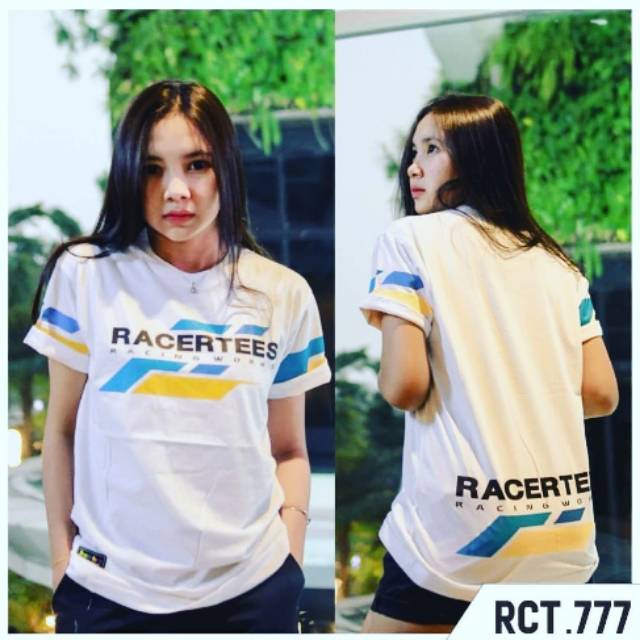 KAOS RACERTEES WHITE FREE STICKER BISA COD