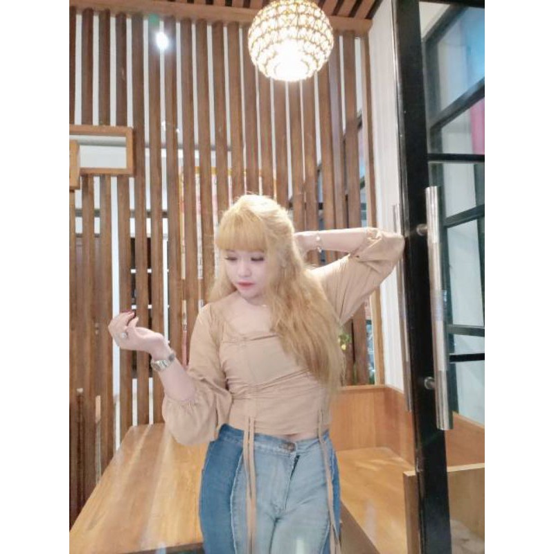 TOP VALERIE ATASAN WANITA BLOUSE TANGAN PANJANG SABRINA MODEL KOREA