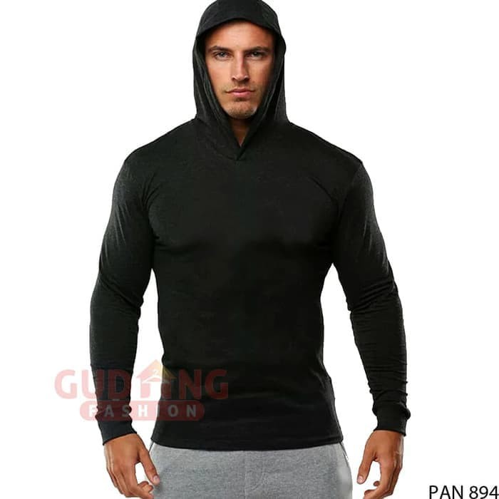 kaos topi HOODIE LENGAN PANJANG baju polos distro pria
