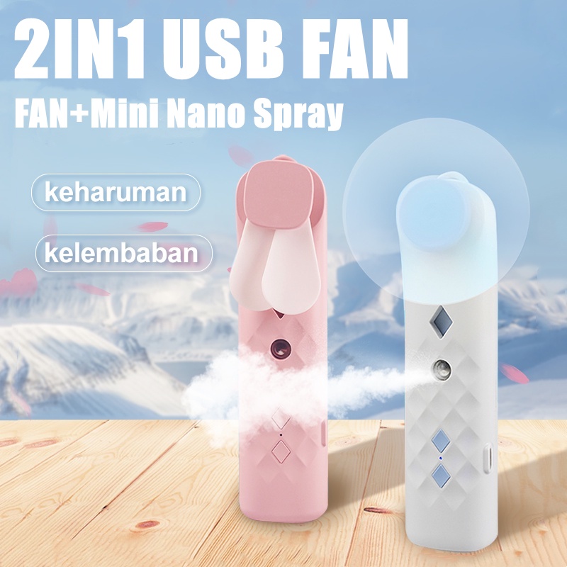 MINI Nano Spray 2 in 1 Kipas Angin Portable USB Mini Fan Hydrating Multifungsi