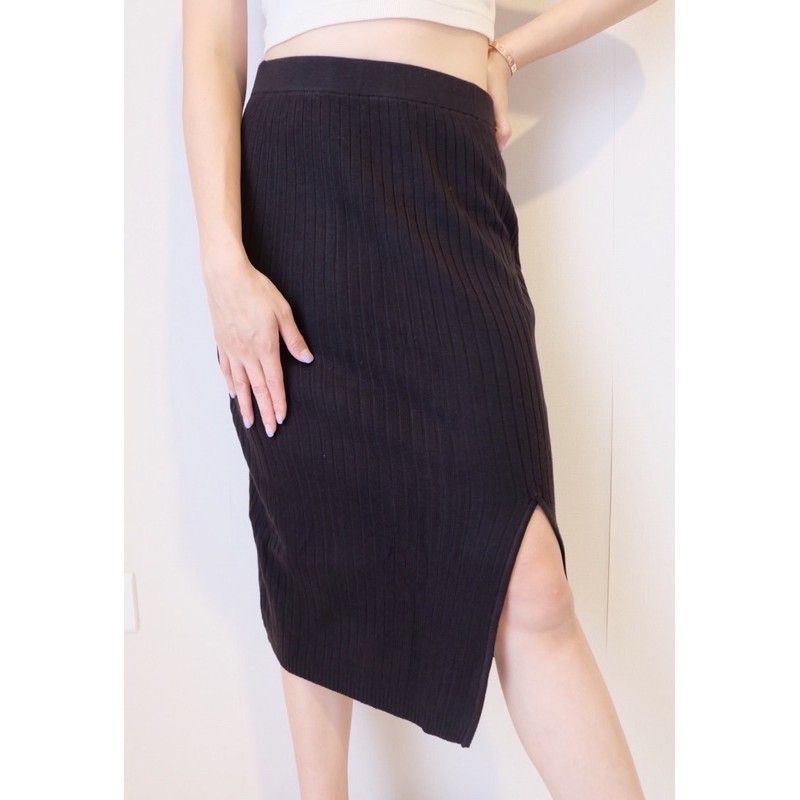 Rok Rajut Span Knitted Pendek Belah/Rok Kerja Wanita murah/rok rajut on size