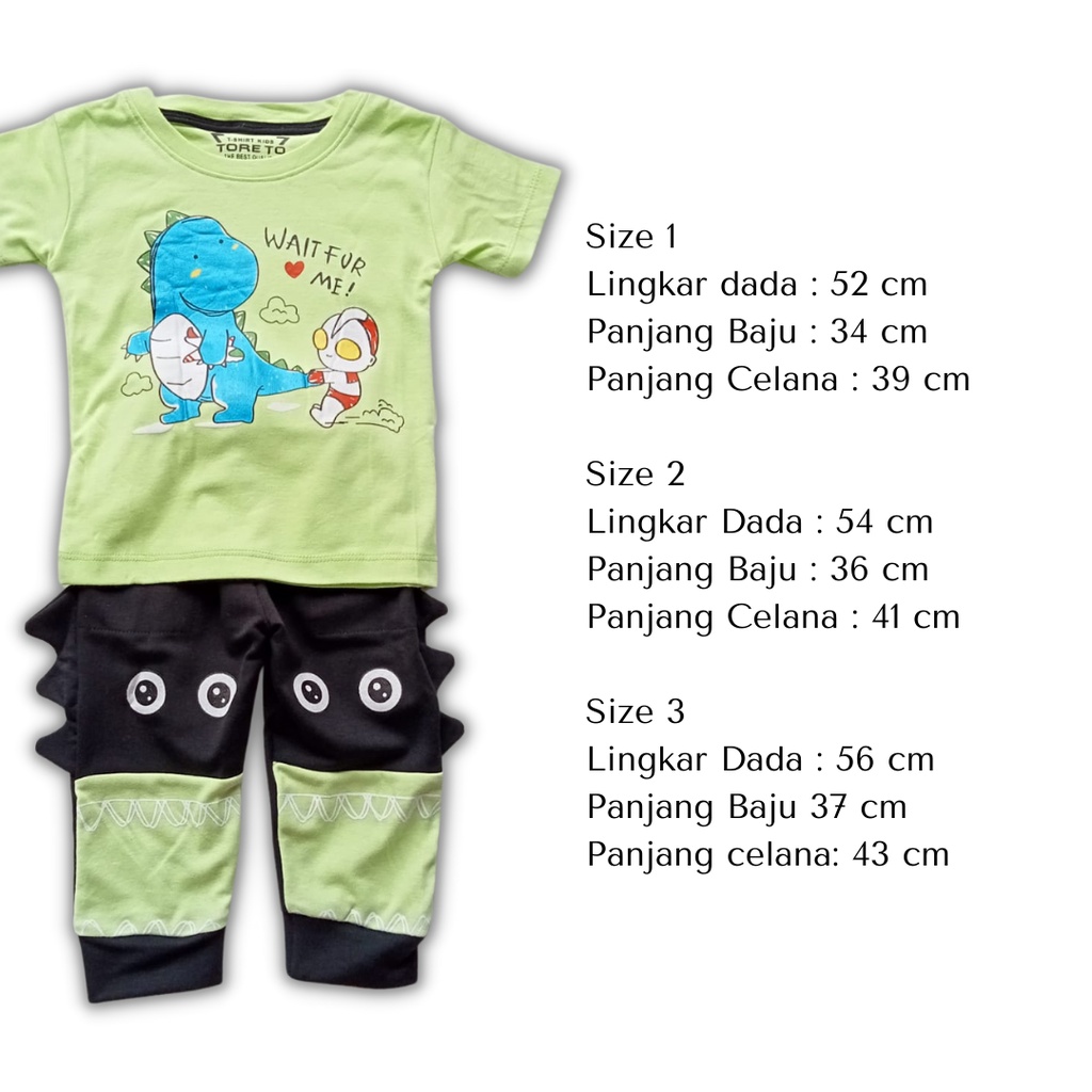 setelan jogger anak laki laki 1-3 tahun polar bear / blue dino jogger set kaos lengan pendek jogger panjang balita laki laki