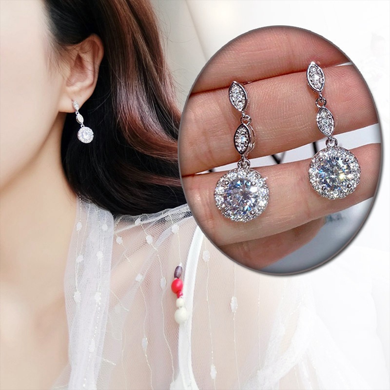 Anting Tusuk Gantung Wanita Warna Gold Desain Tetesan Air Hias Cubic Zirconia Gaya Trendy / Klasik Untuk Pernikahan