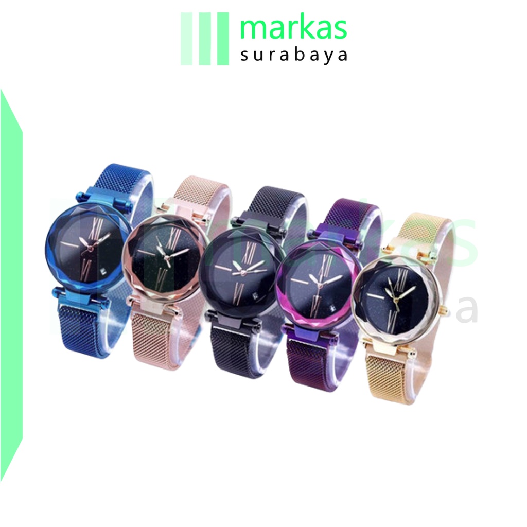 MARKAS J137 Jam Tangan Analog Casual Rantai Magnet Fashion Wanita Tanggal / Non Tanggal