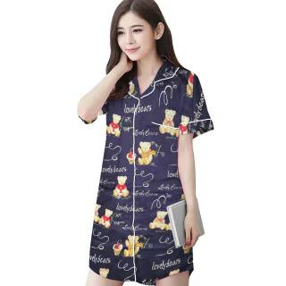  DASTER  KATUN KARAKTER BAJU  TIDUR KANCING DEPAN BUSUI BUMIL 