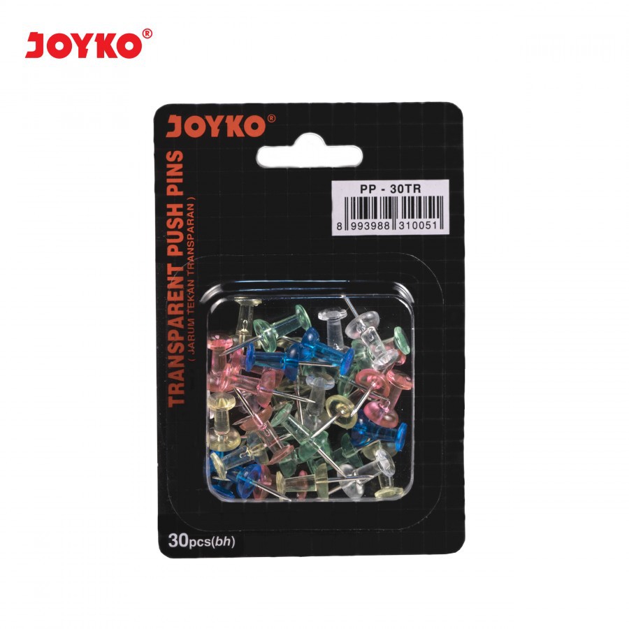 

Push pin / Jarum Tekan Joyko PP-30 TR warna transparan isi 30pcs