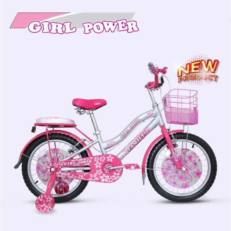 Sepeda Mini Anak Family Girls Power 16inch 4-7tahun Silver