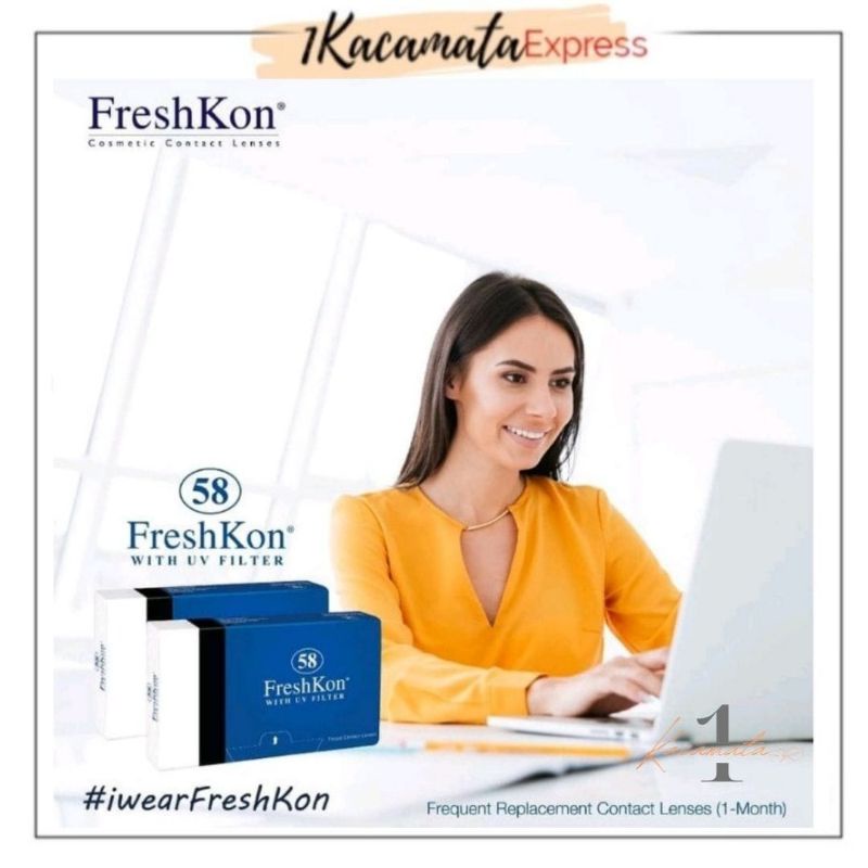 Freshkon 58 With UV Filter Softlens bening Monthly bulanan