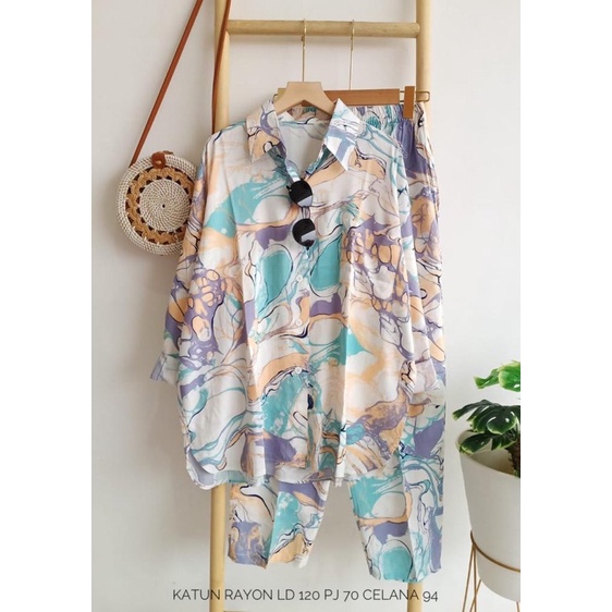 setelan celana katun rayon