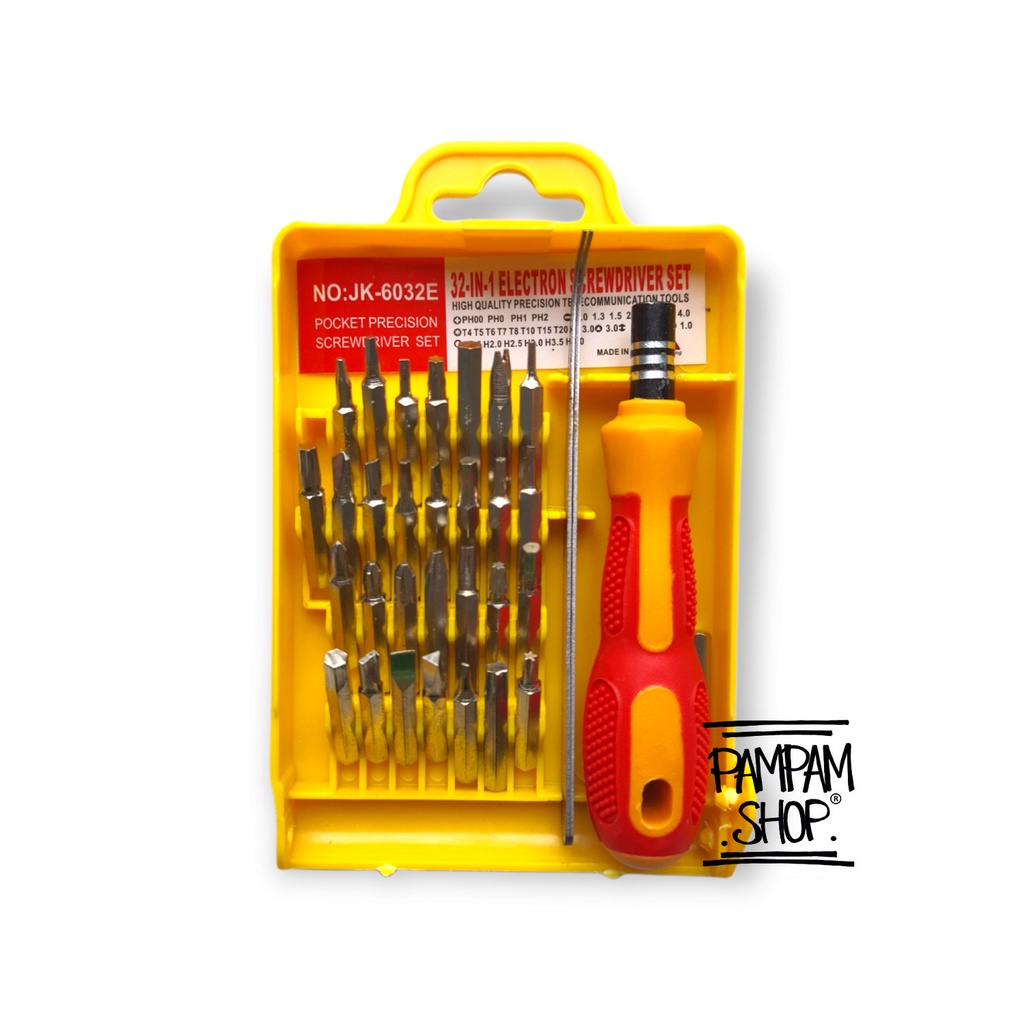 OBENG KOTAK 32 in 1 Electron Screwdriver Set Bintang Kecil Minus Plus Buka Hanadphone HP Screw Driver Serba Guna Universal