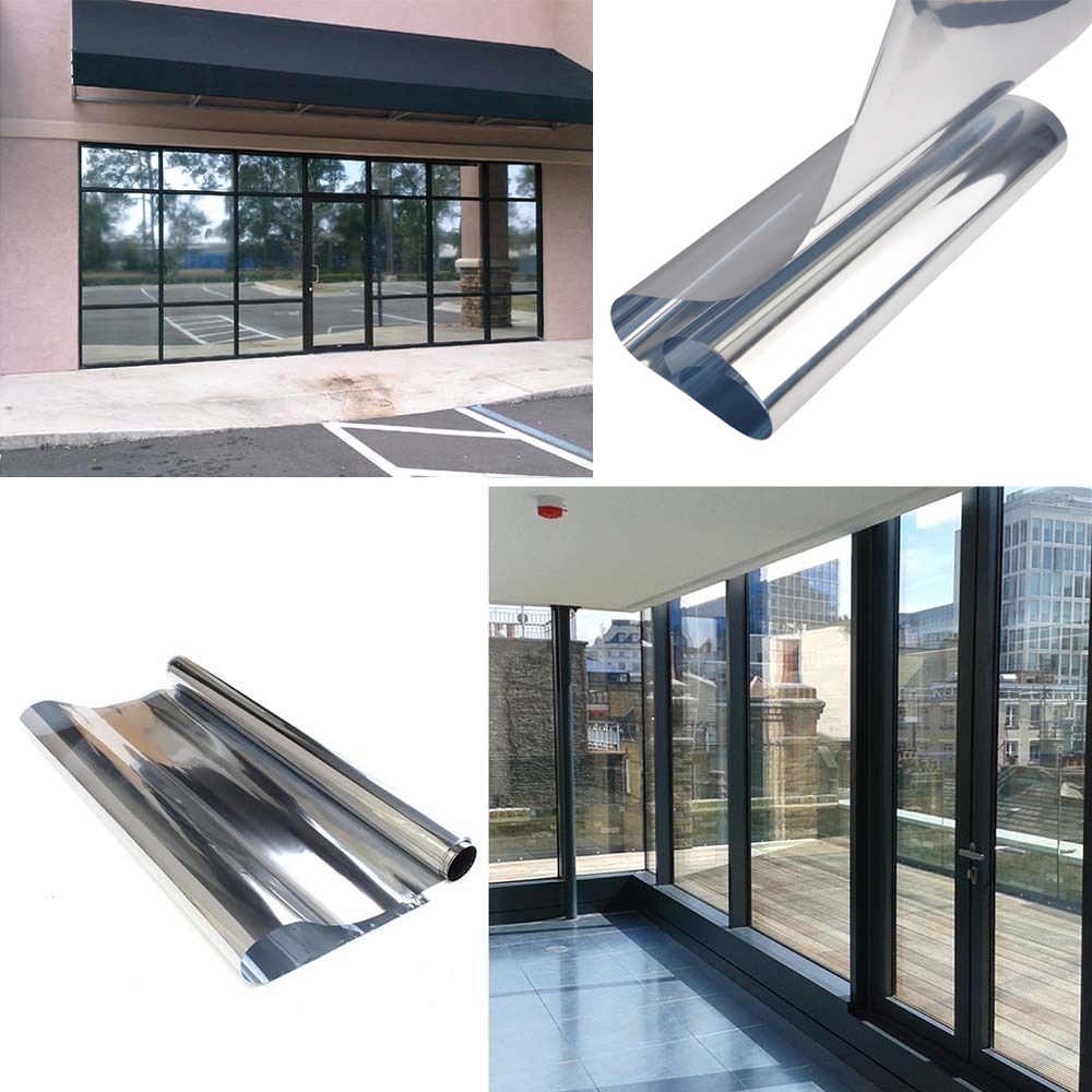 [152cm x 50m] Kaca Film Gedung Kantor ONE WAY Silver Reflective Depan Belakang Privacy Mirror ROLL