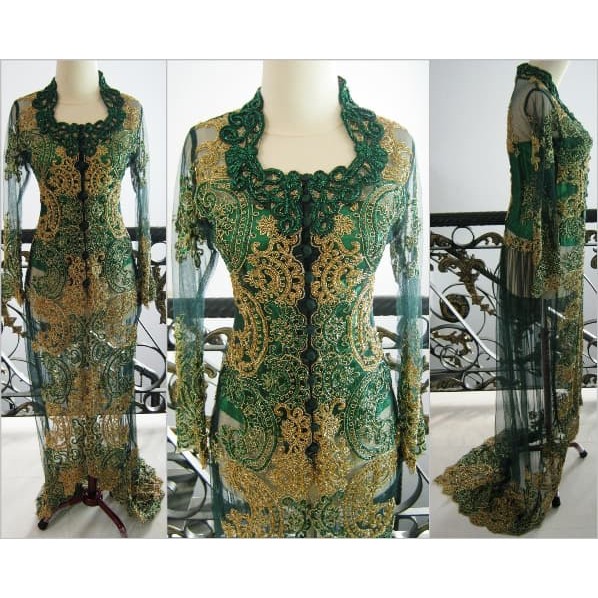 Kebaya Pengantin ekor payet jepang brokat tile payet bordir cornelli