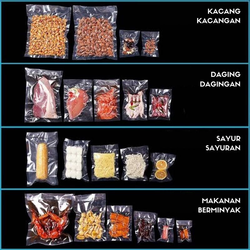 JY PV188 (17 x 25CM) Micron Food Grade Plastik Sealer Vakum Pembungkus Makanan Kering dan Basah