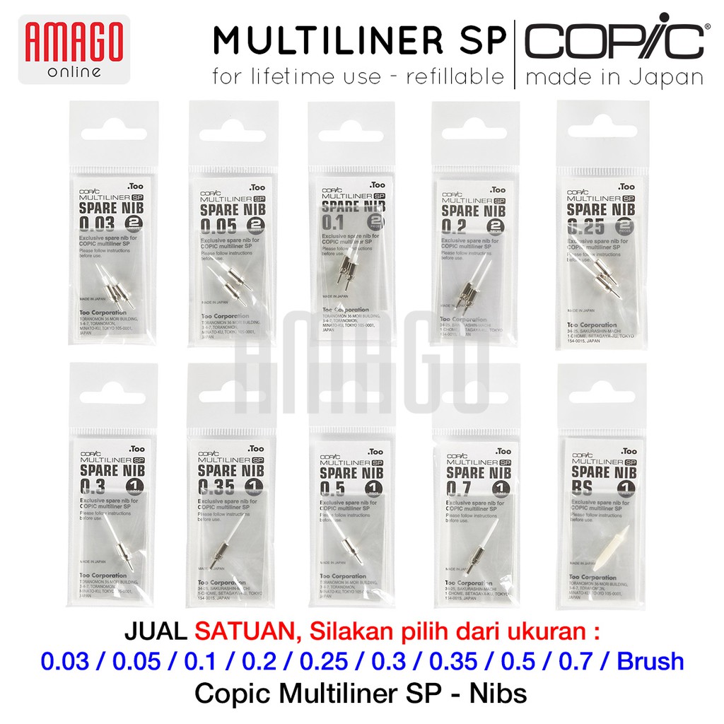 COPIC MULTILINER SP - NIBS 0.05 - BS - MATA PENA - SATUAN - PILIH UKURAN