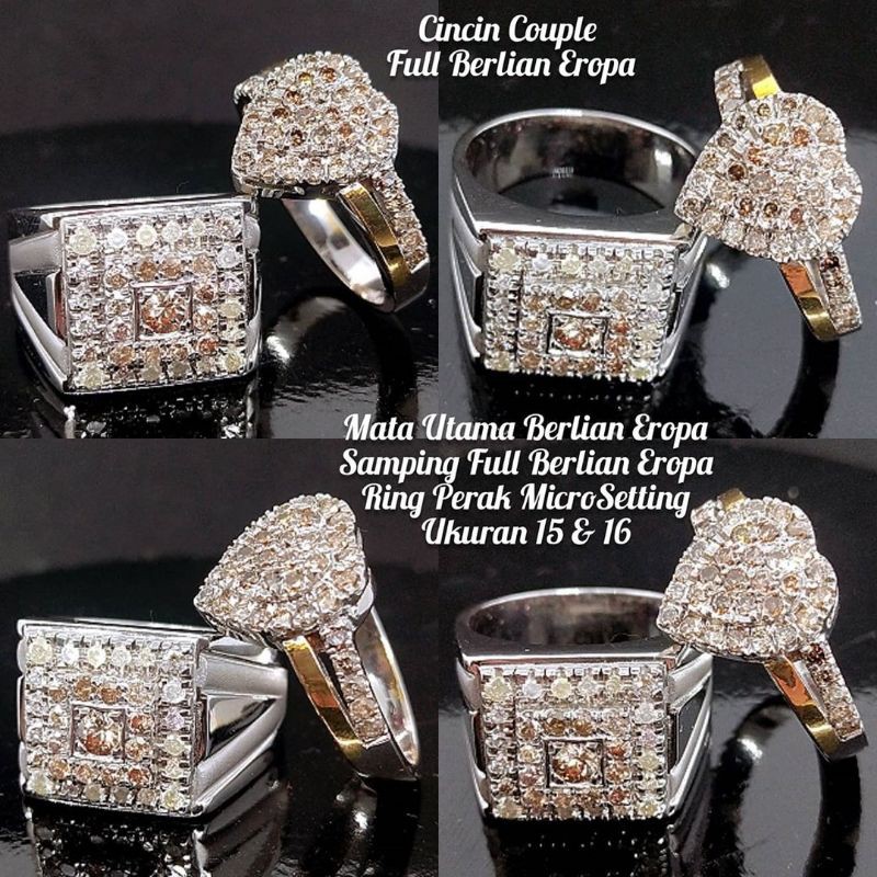 cincin berlian couple pria wanita asli natural batu cincin perak silver mewah yakut ruby kecubung