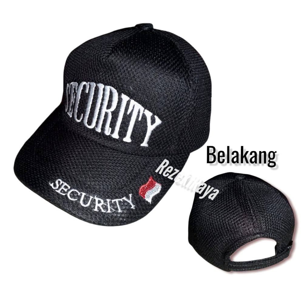 Topi Security Bordir Jaring Topi Hitam Security