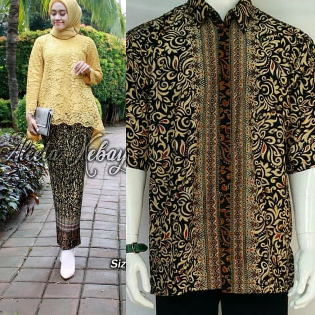 couple kebaya brokat rinjani rok prisket couple batik kemeja