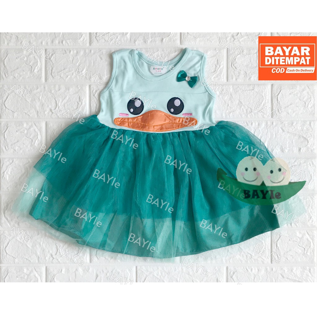 BAYIe - Baju Tutu Dress Bayi Perempuan  motif DUCK AMENA usia 3-18 bulan / Pakaian anak Cewek