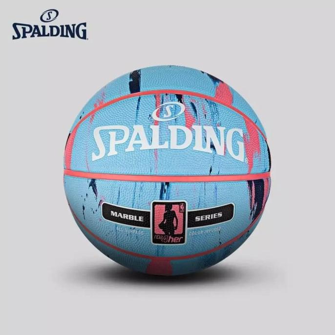 Bola Basket Spalding Basketball Marble Series Women Blue - Original