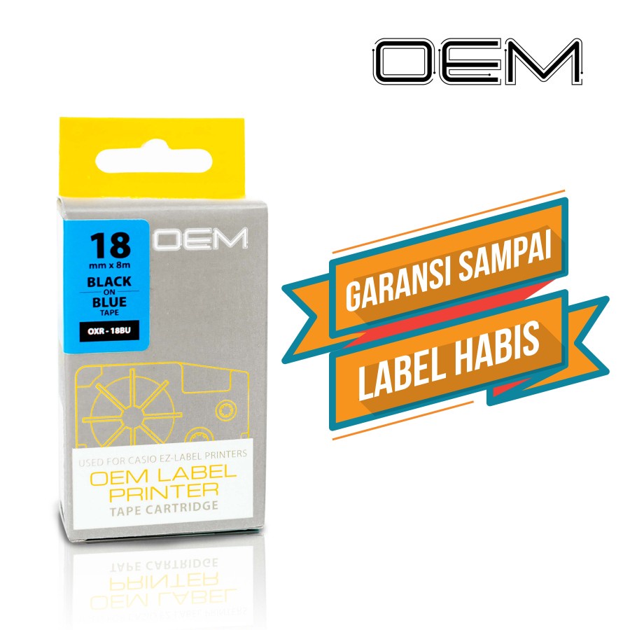 OEM TAPE EZ LABEL CASIO 18MM BLACK INK