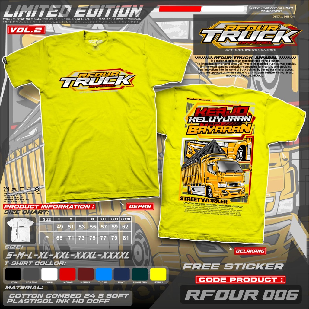 KAOS TRUCK PREMIUM KATA KATA KERJO KELUYURAN BAYARAN ORIGINAL RFOUR TRUCK APPARELL PREMIUM DISTRO LENGAN PENDEK TERBARU