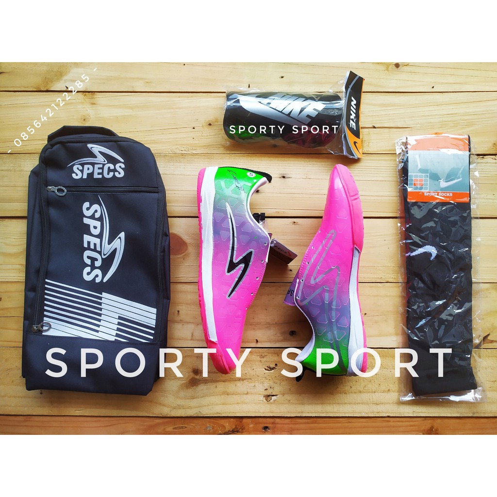 PAKET KOMPLIT 4 IN 1 Sepatu  Futsal  GO Specs Spyder 38 39 