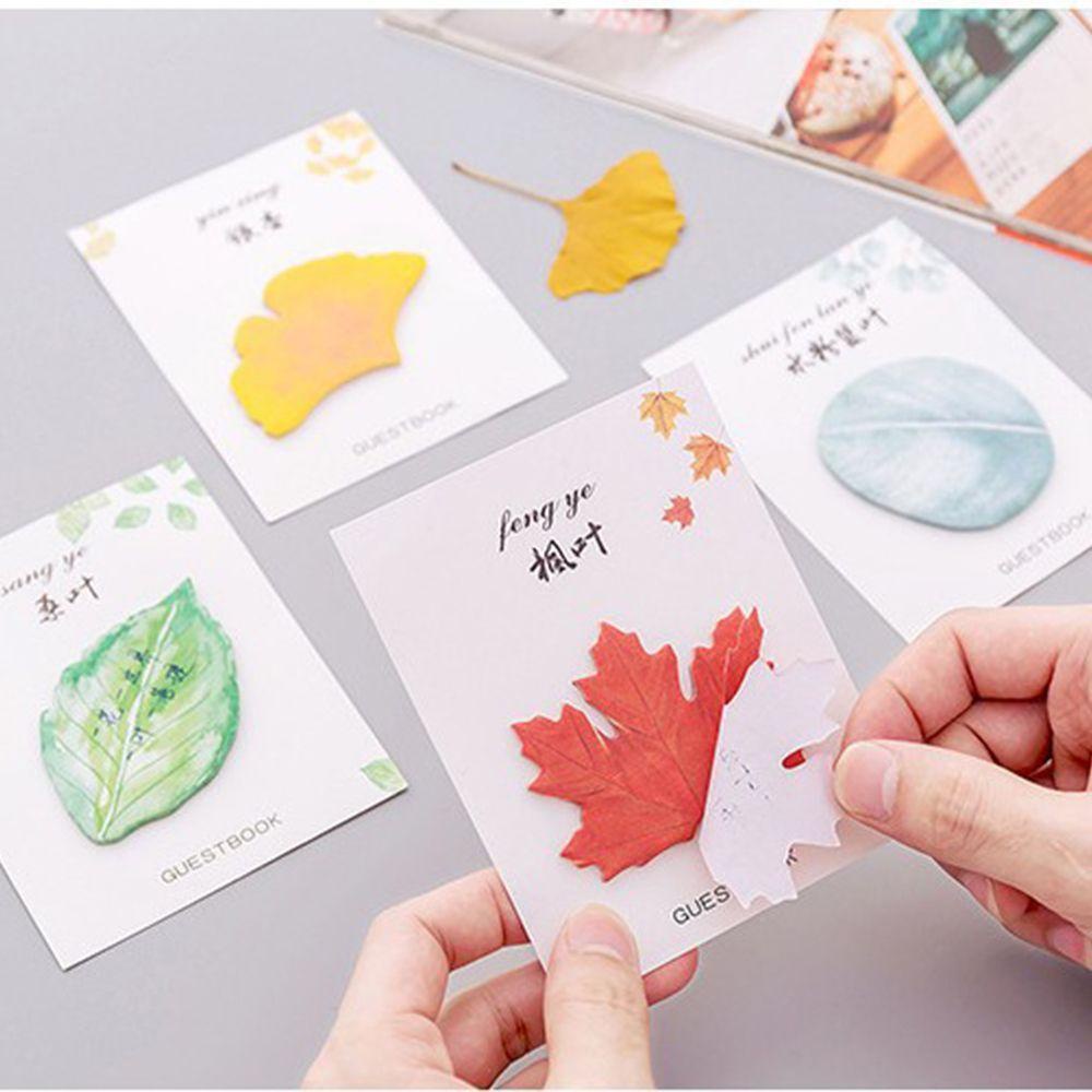 Lanfy Ginkgo biloba Sticky Note Fresh Ins Style Planner Stiker Notepad Kertas Bookmark Alat Tulis Tulisan Pad Daun Imitasi Pesan Note