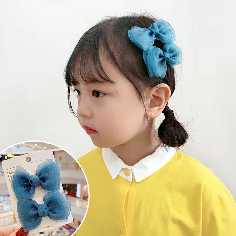 (Hello Girl)F08 Jepitan Rambut Pita 2 Set Glitter Anak Gaya Korea Import