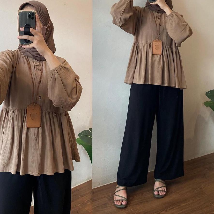 Big Sale - Raisa Blouse Crinkle Rayon  Rania Blouse Wanita Atasan Crinkle