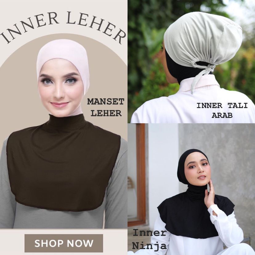 Inner Hijab Inner Ninja Manset Leher Inner Tali Arab Turki Inner Malay Inner Bando Pashmina Segiempat Tidak Gerah