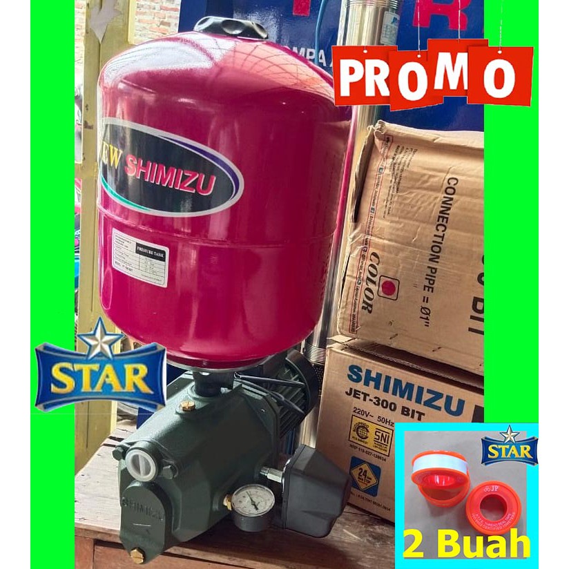 Garansi pompa air Shimizu JET 300 BIT 1" inch tangki pendorong otomatis tabung automatic semi jet pu