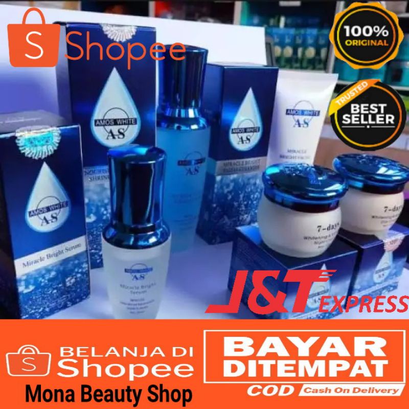 New Amos White 5in1 komplit (cream siang+malam+sabun+toner+serum) Amos paket 5in1/ Amos Paket 5 in 1