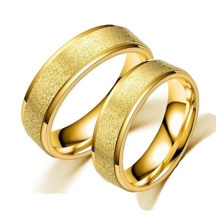 Cincin Titanium Emas Pasir polos Anti Karat Asli Keren Mewah Elegan Harga Satuan Bayar ditempat