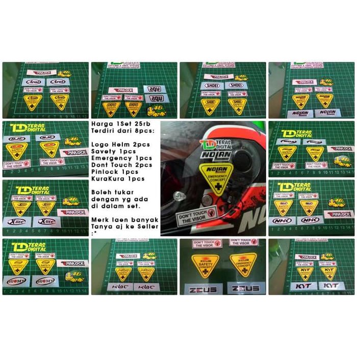 Otomotif - Aksesoris Motor - Lampu Sticker Visor Helm Agv Hjc Nolan Arai Mds Kyt Ink Nhk Shoei Kbc