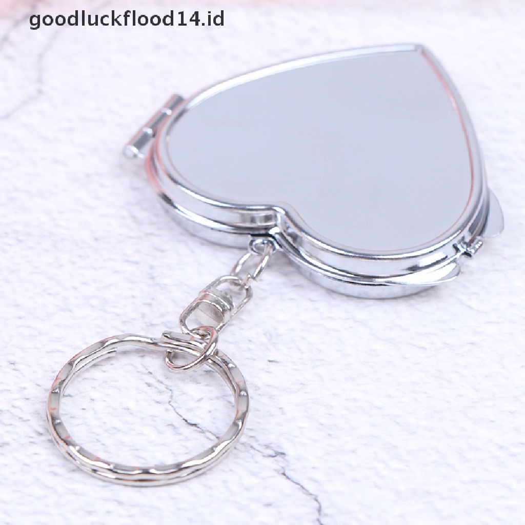 [OOID] New Metal Folding Mirror Key Ring Keychain Portable Compact Cosmetic ID