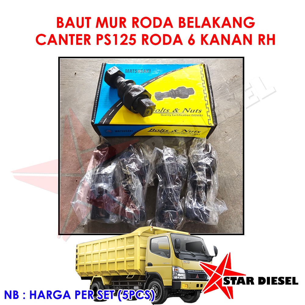 MUR RODA DEPAN CANTER BAUT RODA DEPAN CANTER KANAN BAUT MUR RODA DEPAN COLT DIESEL CANTER PS100 PS12