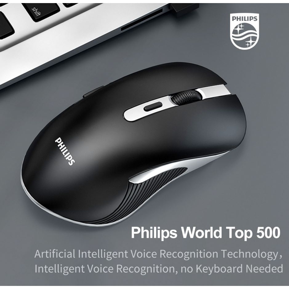 Philips M525 Wireless 2.4G Silent AI Voice Mouse Input Suara