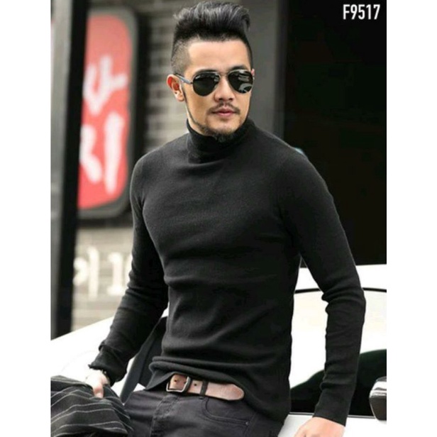 Sweater Turtle Neck Pria Lengan Panjang / Sweater Turtleneck Korean Style Sweater Leher Tinggi / Kaos Kerah Tinggi Turtle neck