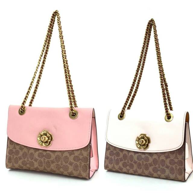 COACH Parker in Signature canvas with tea rose Turnlock tas original authentic asli bag