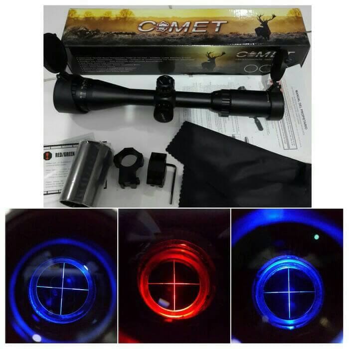 Promo Bisa COD Teleskop Teropong Riflescope Comet 3-9x40AOEG Sunshade RGB Kafeelstoreid