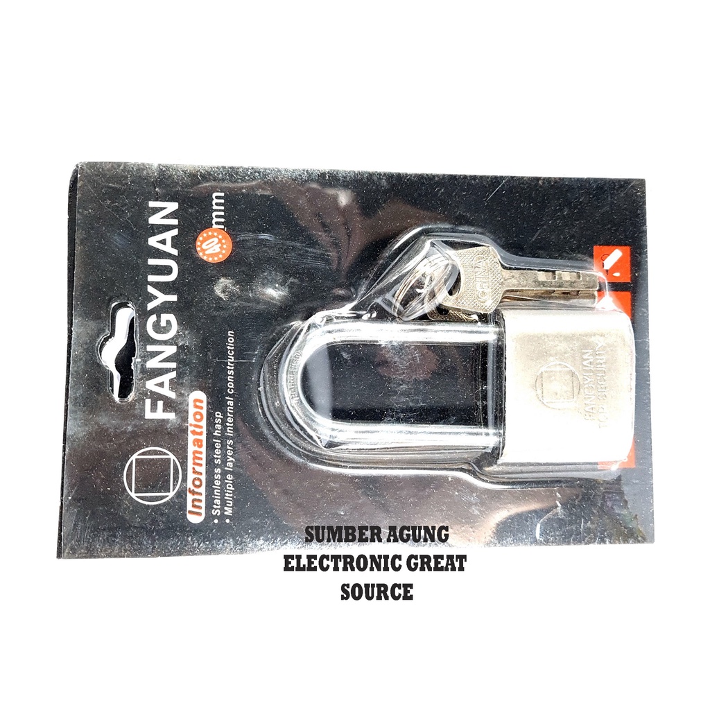 Fangyuan Gembok 40mm Kait Panjang Stainless Steel Hasp Silver