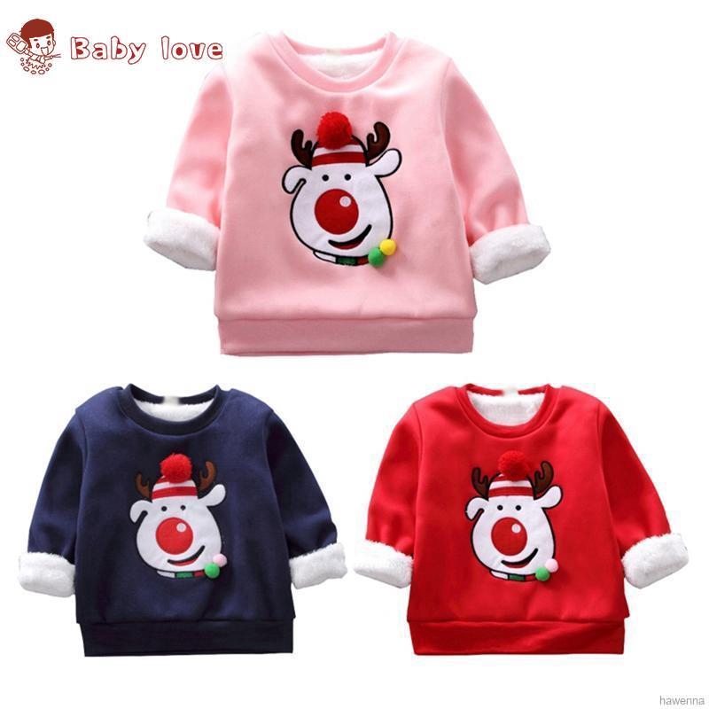 Sweater Kaos Casual Lengan Panjang Dengan Bahan Velvet Tebal Dan Gambar Kartun Tema Natal Shopee Indonesia