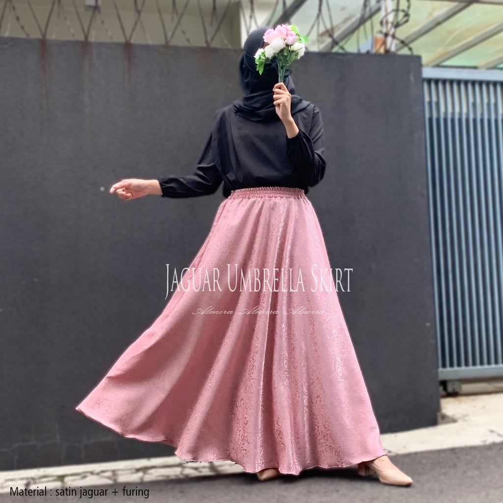 Rok Panjang Wanita Payung Muslimah  Satin Velvet Jaguar Umbrella Skirt Griyaraditya Almira