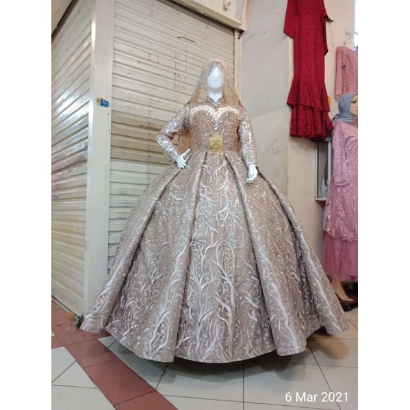 GAUN PENGANTIN PAYET MEWAH BEREKOR
