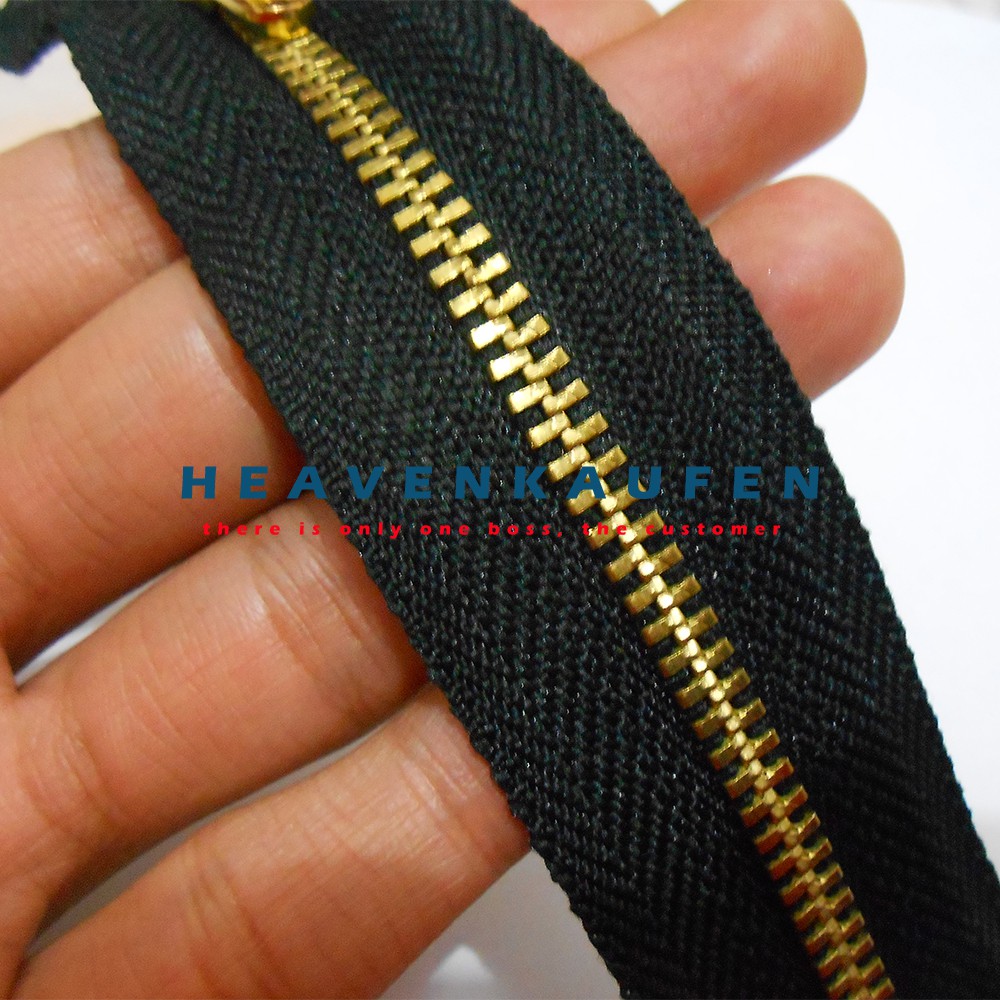 Resleting/Zipper Celana Jeans Besi YEE 12,7 cm (5 inch) Hitam-Gold